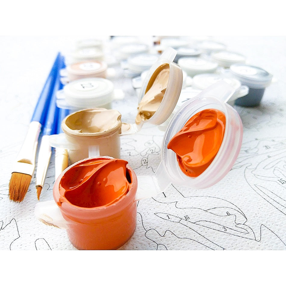 Groene boom verf op nummertjes kit