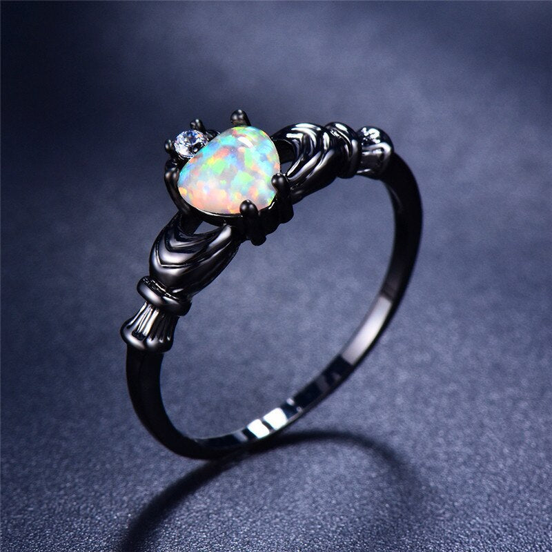 Fire Opaal Hart Ring