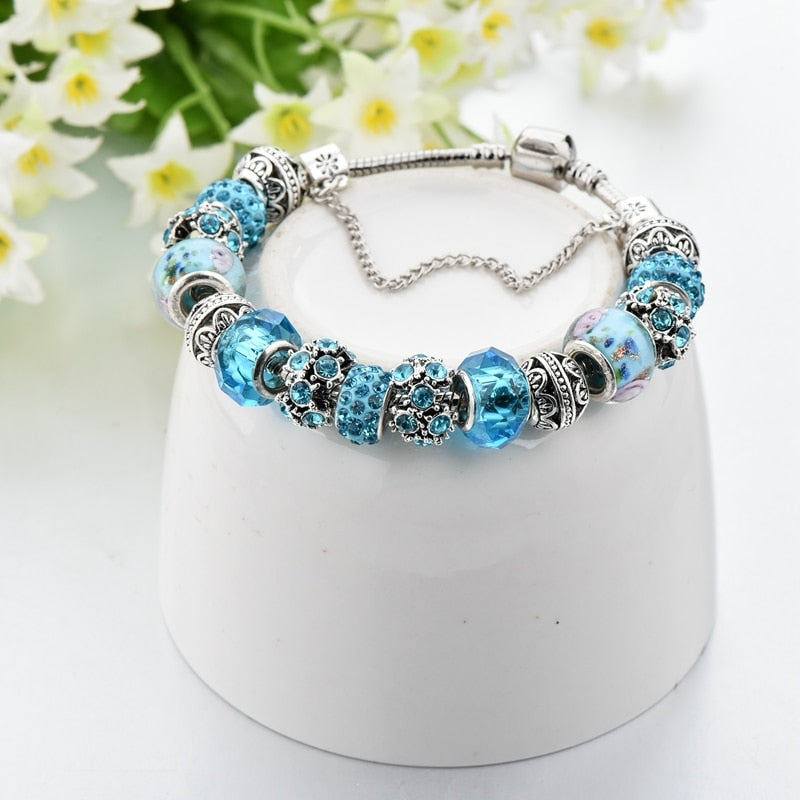 Blauwe Kristal Bedel Armband