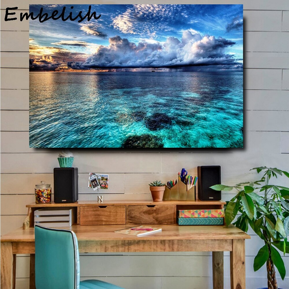 Blue Sky Zeegezicht Muurkunst