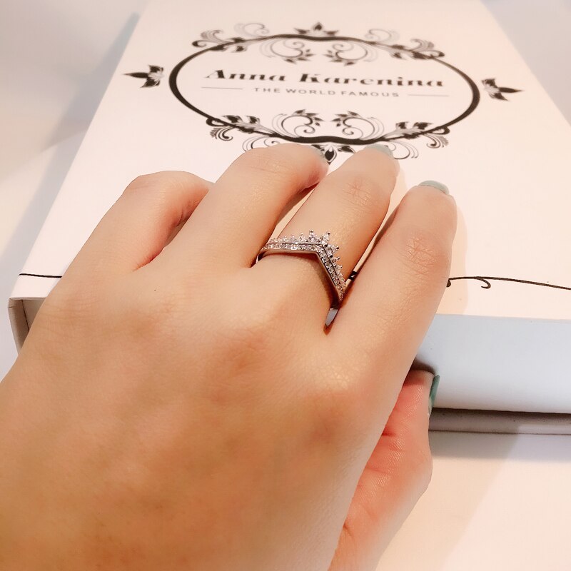 V vorm Sterling zilveren Ring