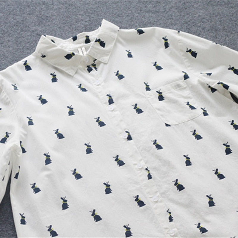 Bunny - De konijn-print overhemdjurk