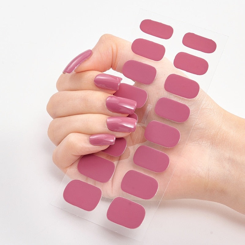 Solide Kleuren Nagelstickers (16 tips/set)