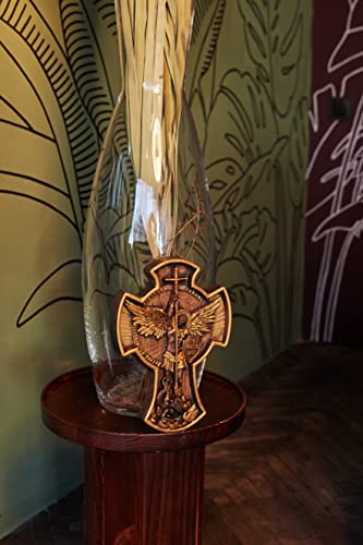 Aartsengel Michael Houten Gesneden Wanddecoratie