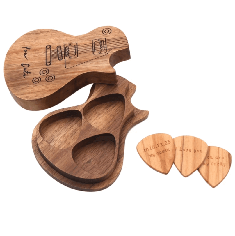 Gegraveerde houten gitaar Picks