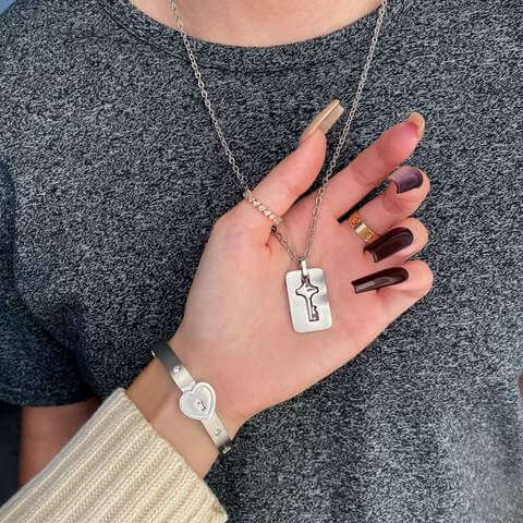 "JE BENT DE SLEUTEL NAAR MIJN HART" Armband + Ketting Set