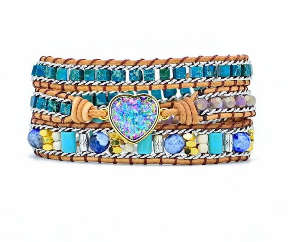 Opaal Hart Wikkel Armband