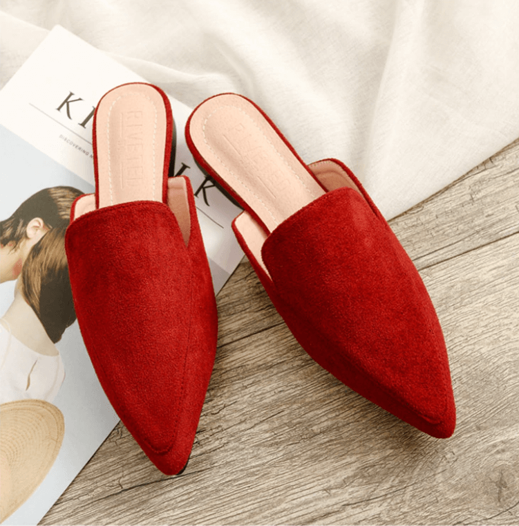 Vrouwentule van puntig namaak suède