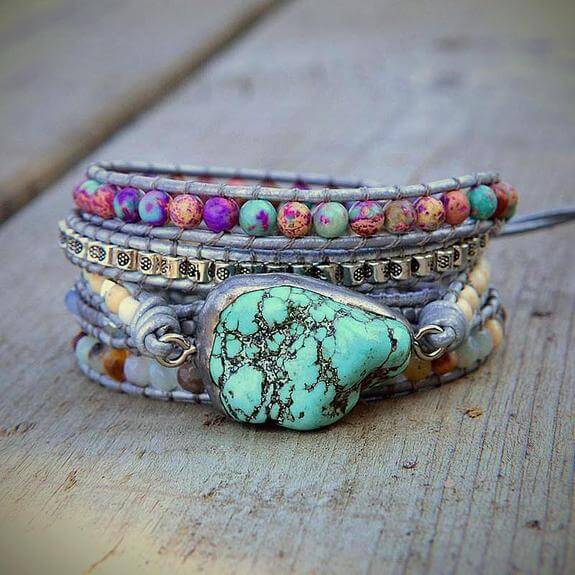 Helende Turquoise Beschermings Wikkel Armband