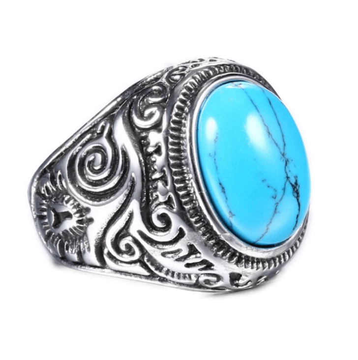 Mannen Vintage Turquoise Stone Ring