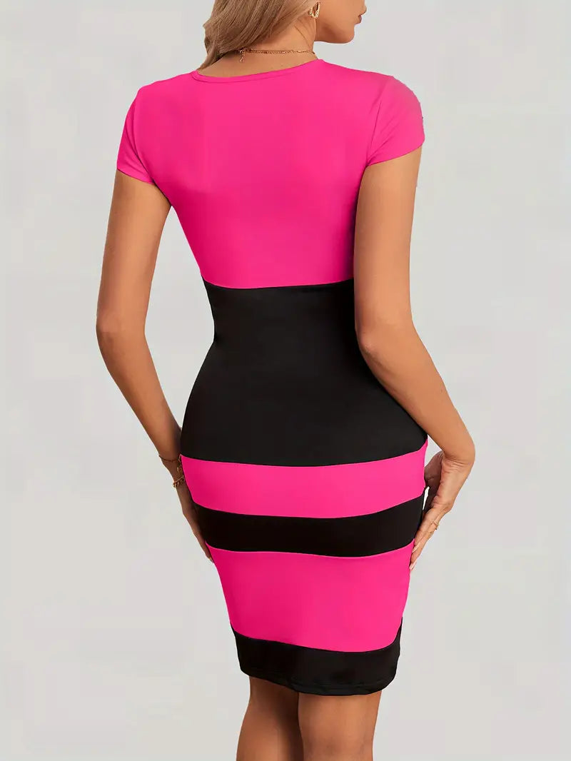 Dames Kleurblokjurk Figuur-hugging Polyester voor Zomer-4