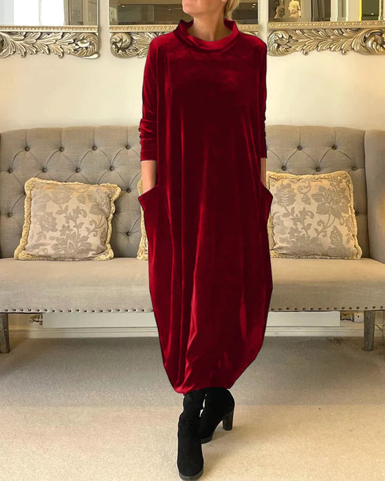 Dames Jurk Elegante Winterstijl Warme Stof-5