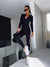 Dames Jumpsuit Aansluitend Sportief Met Rits en Gedurfde Strepen-1