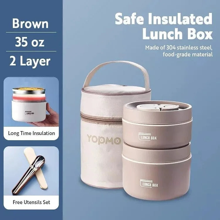 Dames Isolerende Broodtrommel Thermo Lunchbox RVS Laagjes Stijlvol-2
