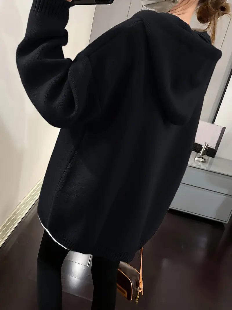 Dames Hoodie Glimlachontwerp Verstelbare Snoertrein Katoen-6