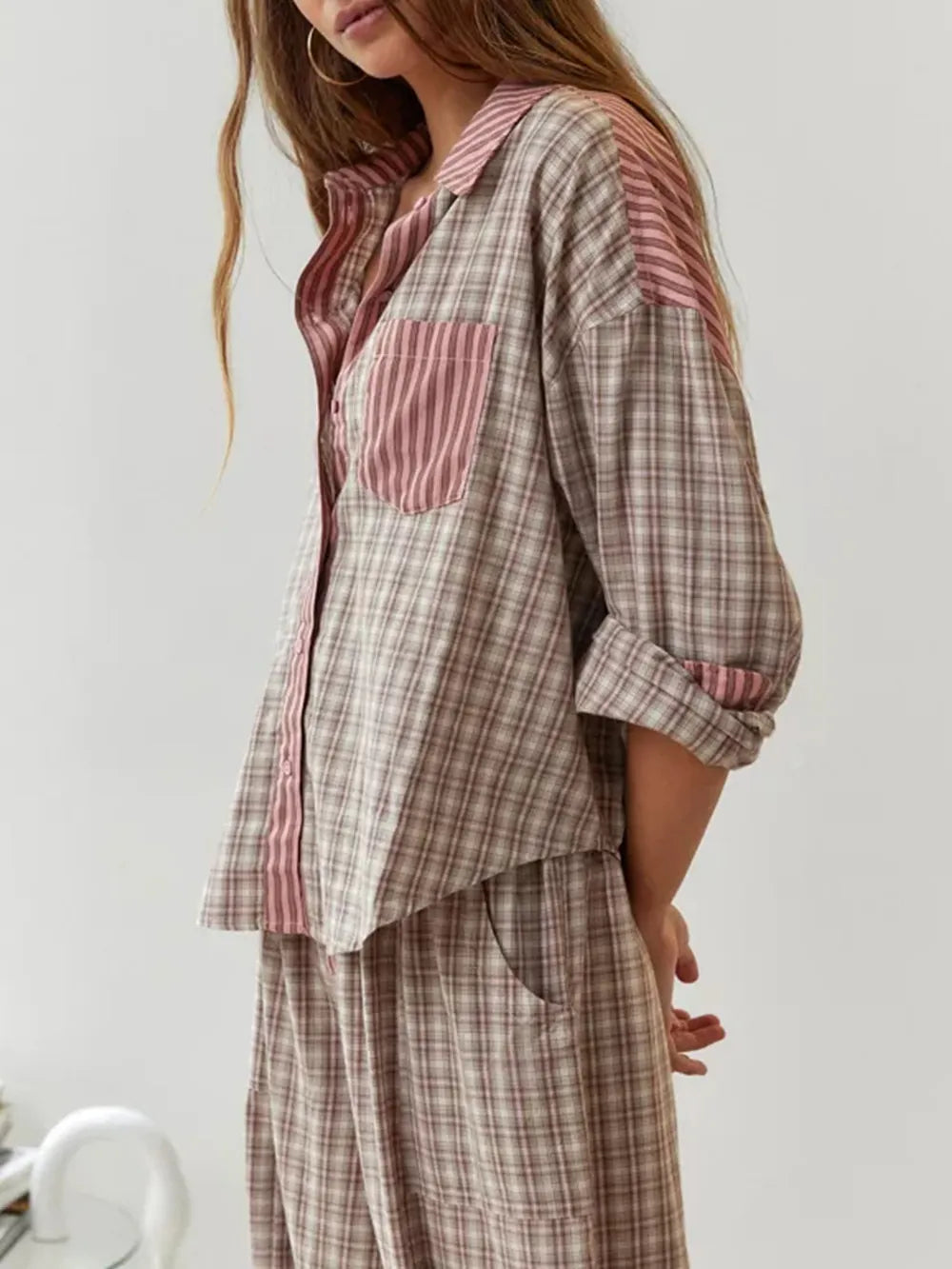 Dames Pyjama Fleece Comfortabel Warme Nachtkleding 1