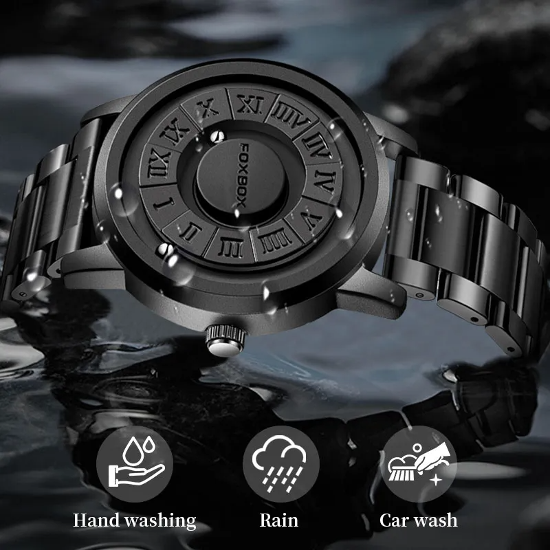 Heren Horloge Zwart Magnetisch Rubber Modern Stijl-5