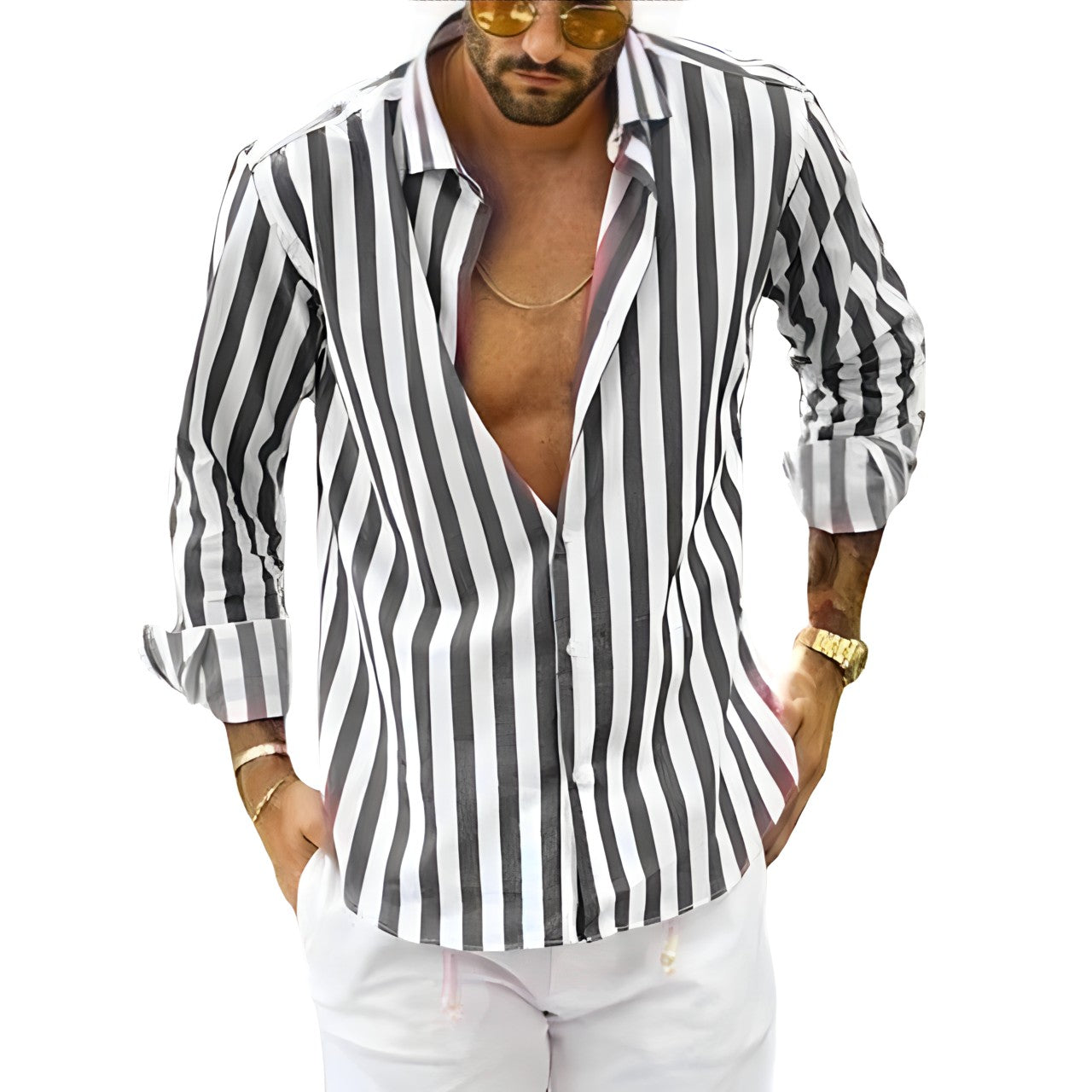 Heren Overhemd Gestreept Katoenmix Casual voor Comfort en Stijl 1