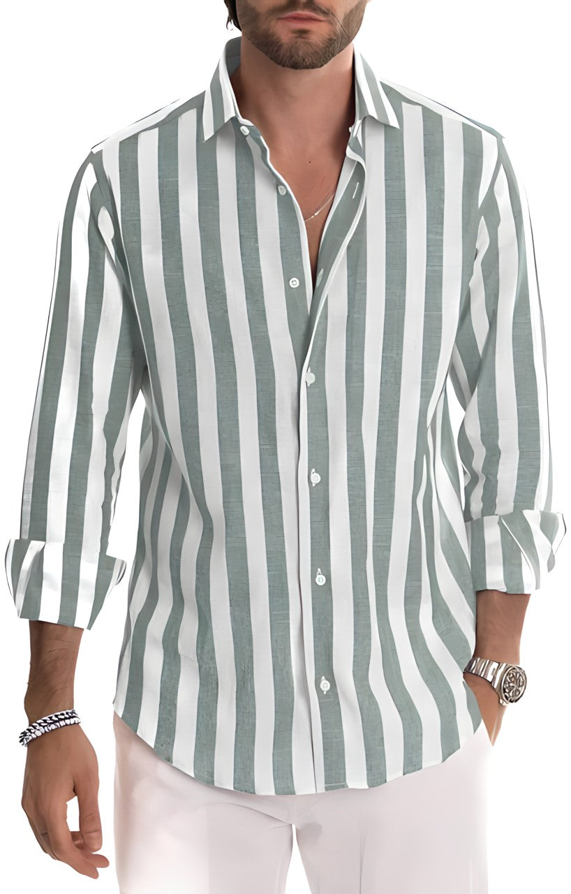 Heren Overhemd Gestreept Katoenmix Casual voor Comfort en Stijl 6