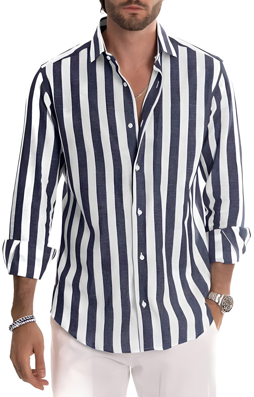 Variant image for Heren Overhemd Gestreept Katoenmix Casual voor Comfort en Stijl-55