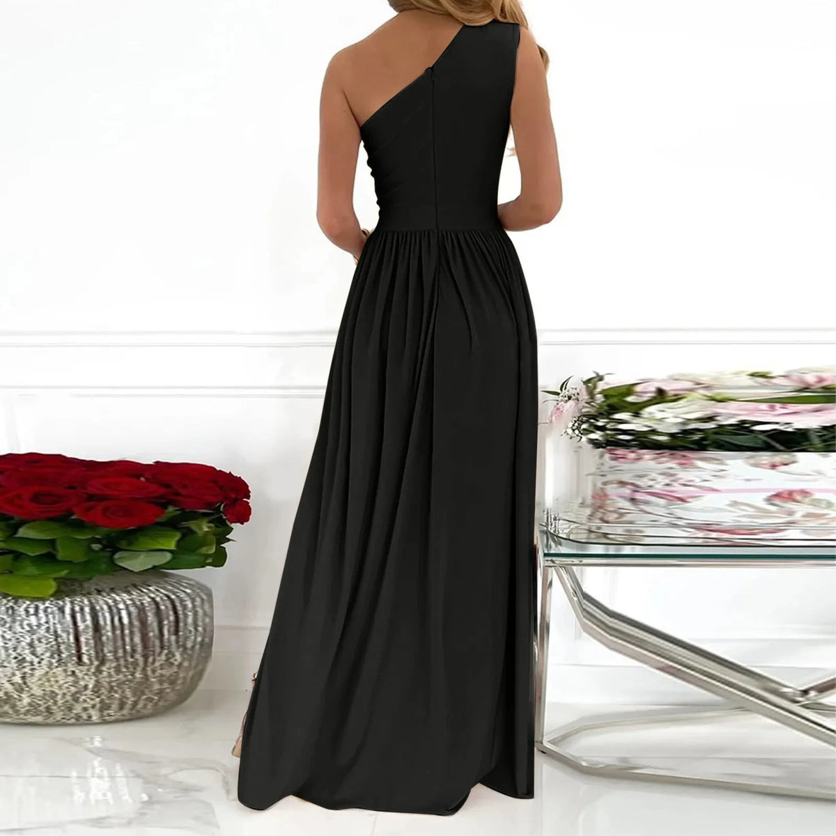 Dames Galajurk Asymmetrisch Hoge Split Luxe Polyester 6