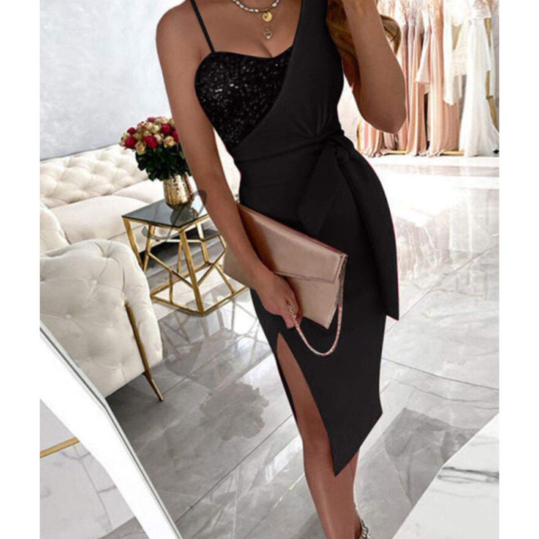Feestjurk Dames Glamoureus Flatterende Pasvorm Luxe Stof-6
