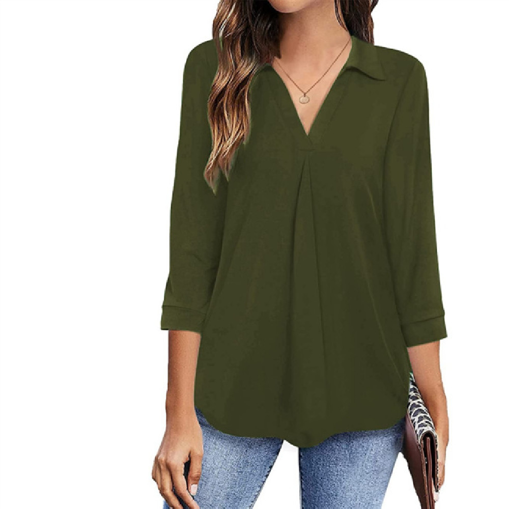 Variant image for Dames Blouse Casual V-hals Luchtig Katoen-25
