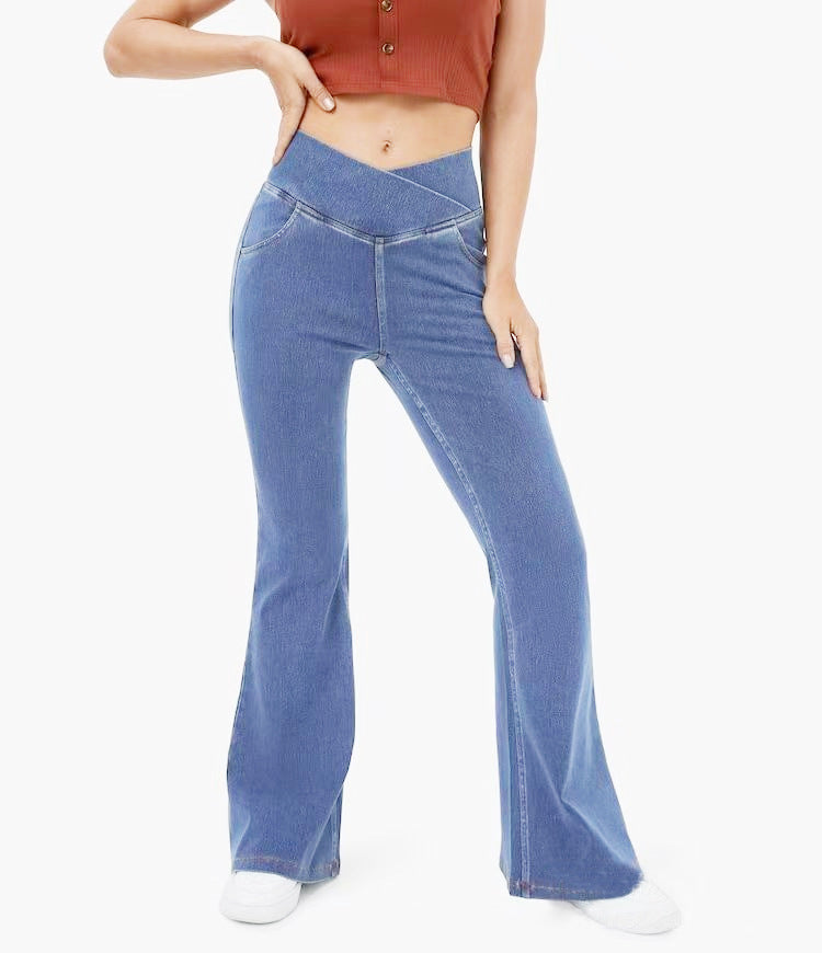 Dames Flared Pants Hoog Taille Elastisch