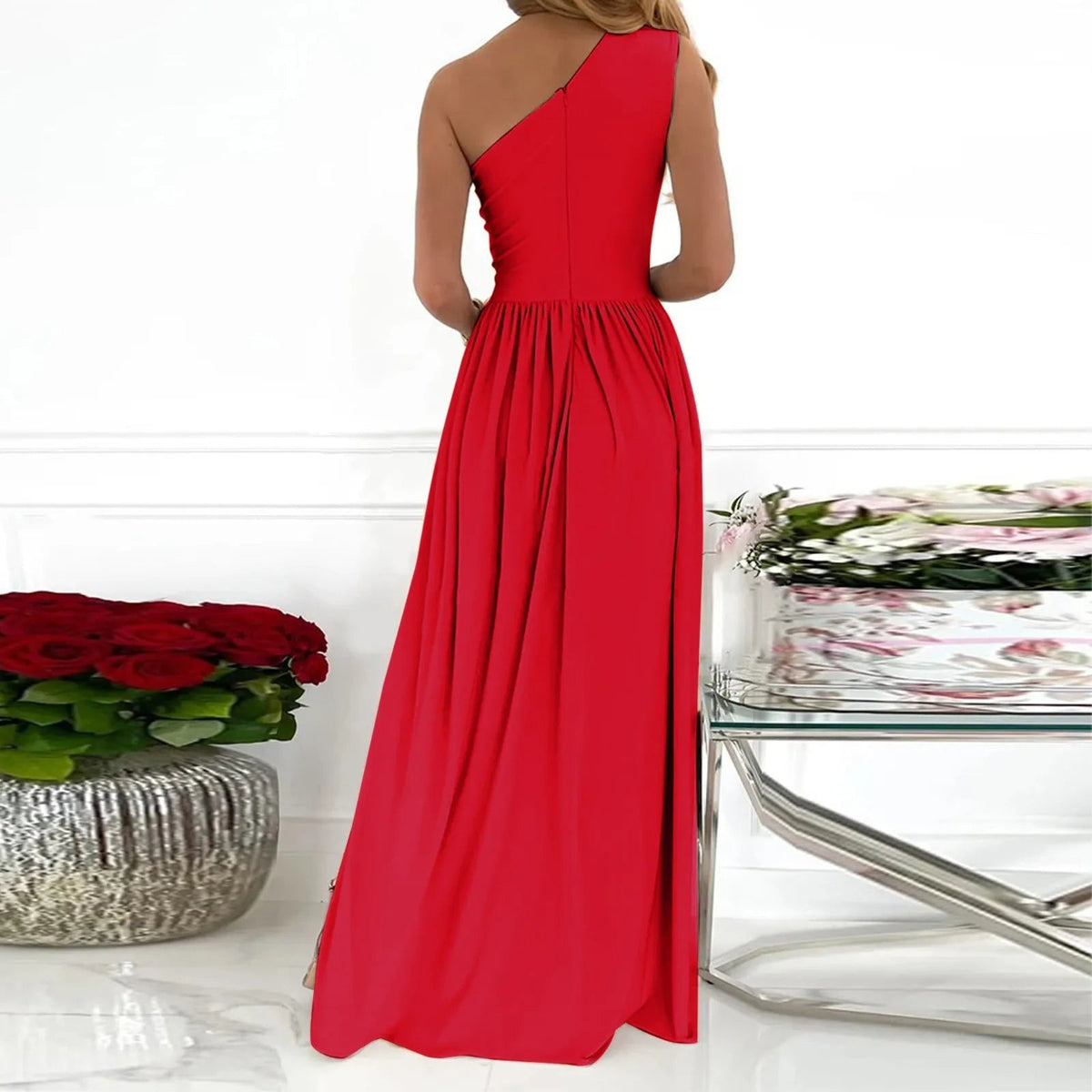 Dames Galajurk Asymmetrisch Hoge Split Luxe Polyester 4