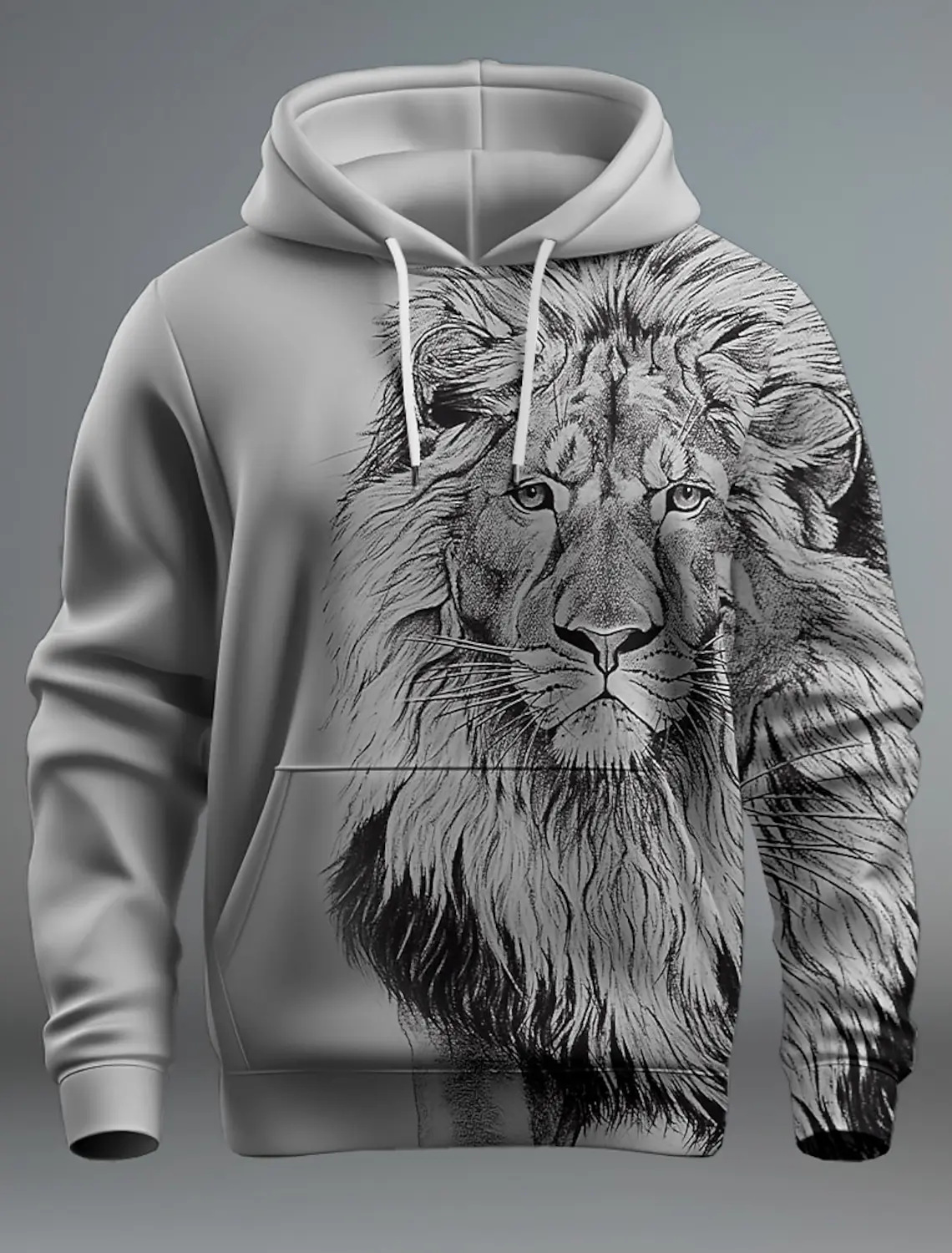 Variant image for Heren Hoodie Leeuwontwerp Casual Katoenmix-1