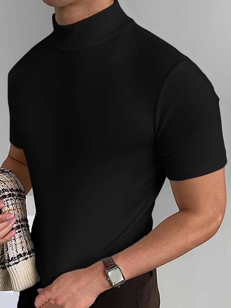 Variant image for Heren T-shirt Hoge Kraag Elegant Katoen Comfortabel-8