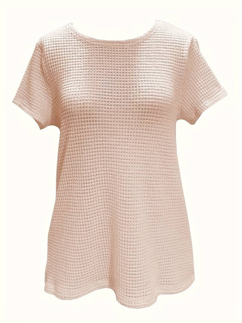 Dames T-shirt Ronde Hals Katoen met Contrasterende Stof en Kanten Details-4
