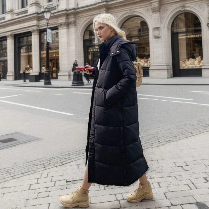 Dames Lange Winterjas Gewatteerd Polyester Moderne Snit-6