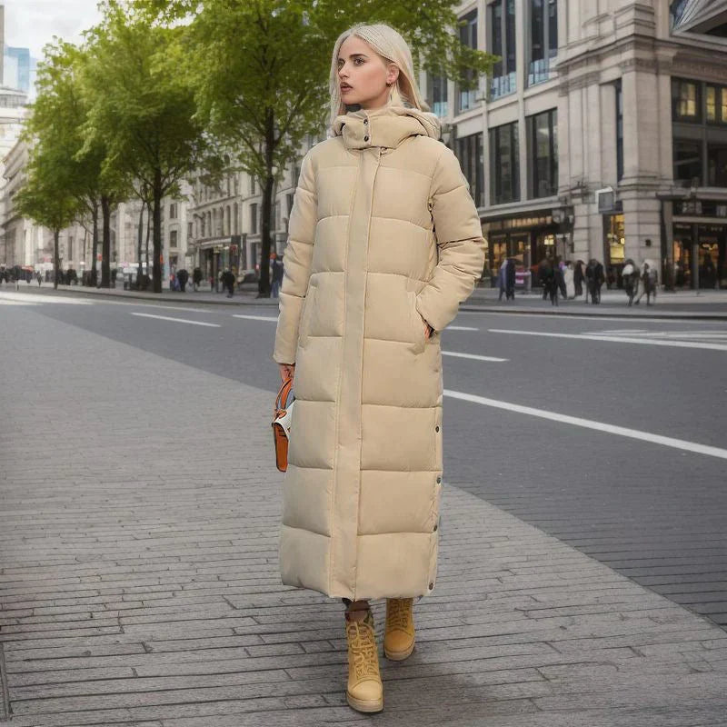 Dames Lange Winterjas Gewatteerd Polyester Moderne Snit-1