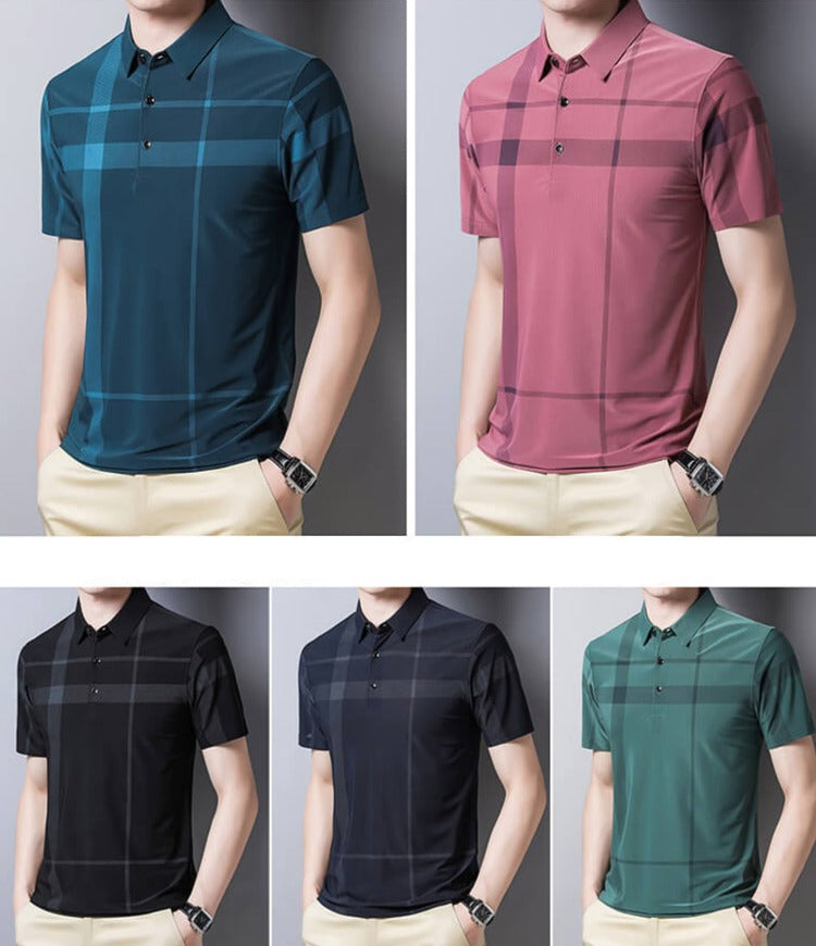 Heren Slim-Fit Geruite Polo