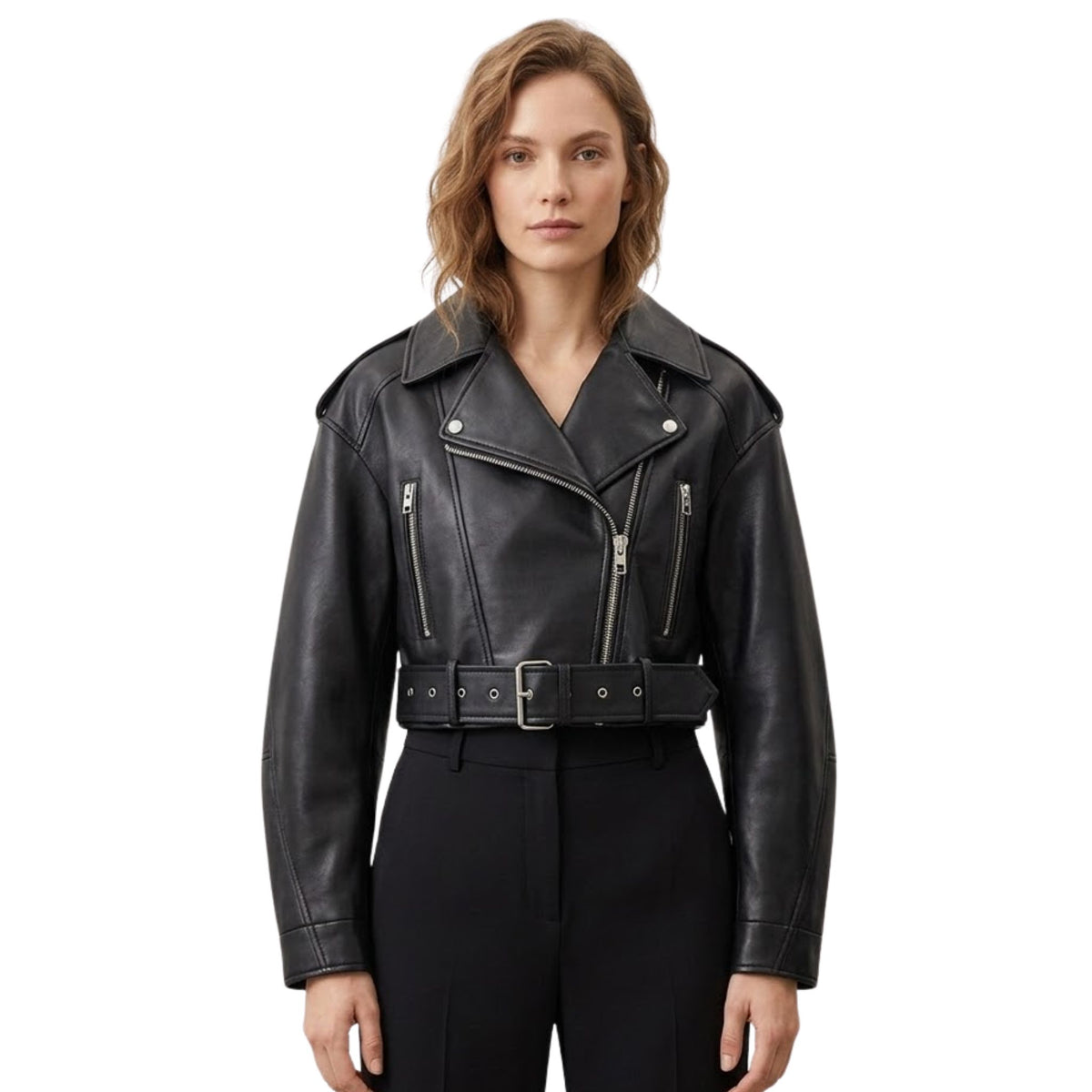 Dames Korte Bikerjack Moderne Stijl