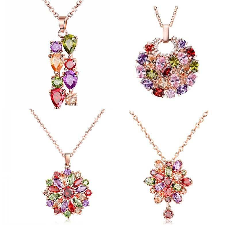 Glinsterende Zirkoon Bloemen Ketting