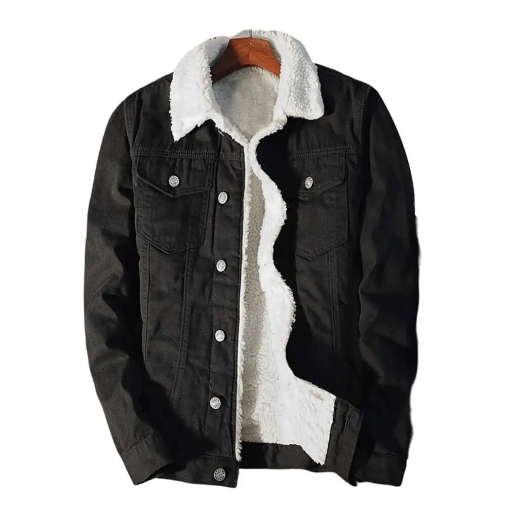 Heren Jas Winter Denim Fleece Stijlvol en Comfortabel 1
