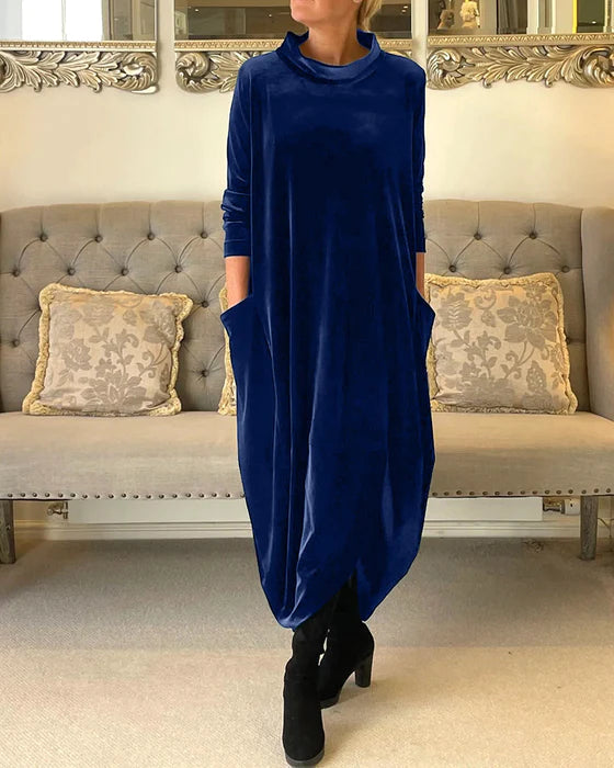 Dames Jurk Elegante Winterstijl Warme Stof-4