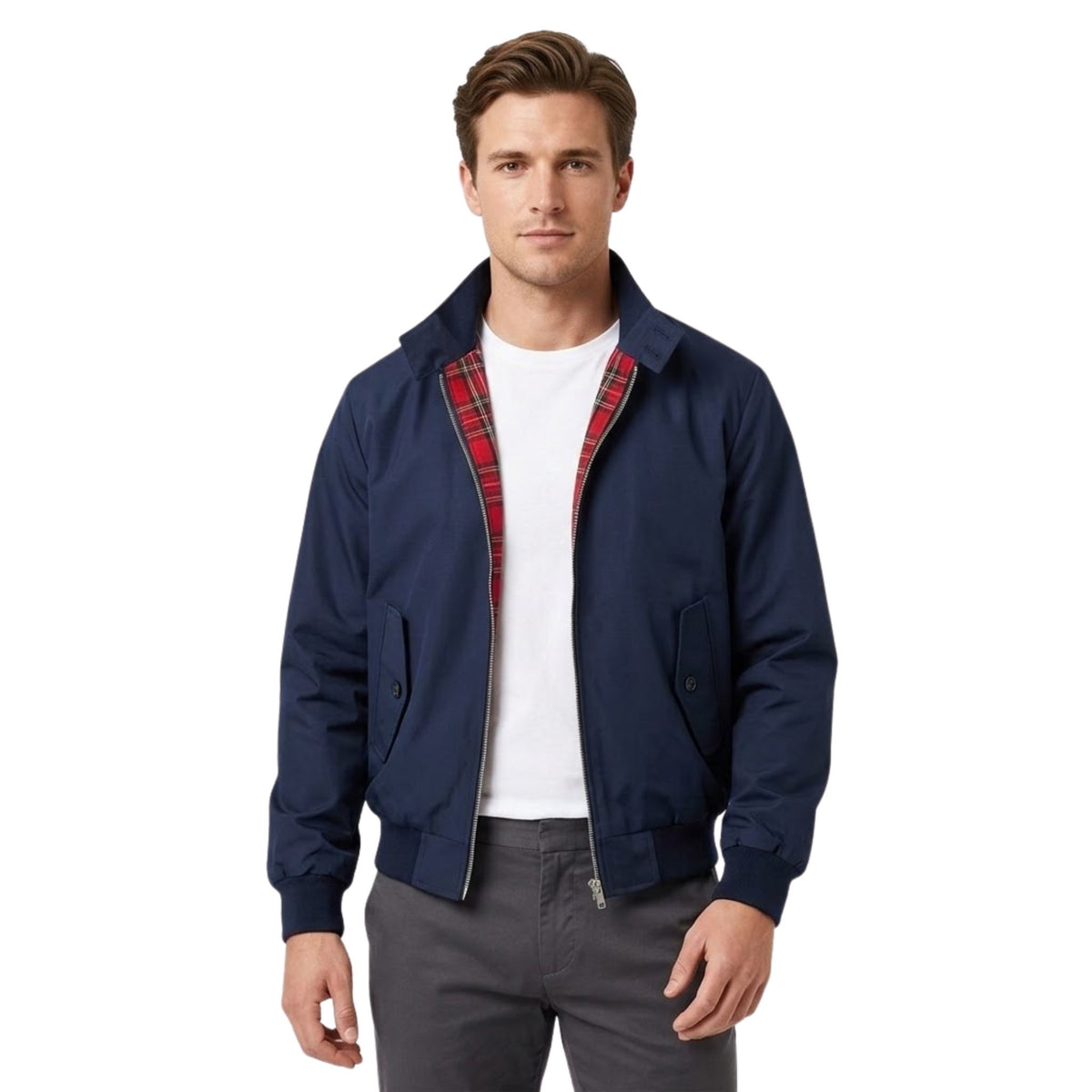 Heren Bomberjack Met Geruite Binnenvoering Voor Casual Stijl