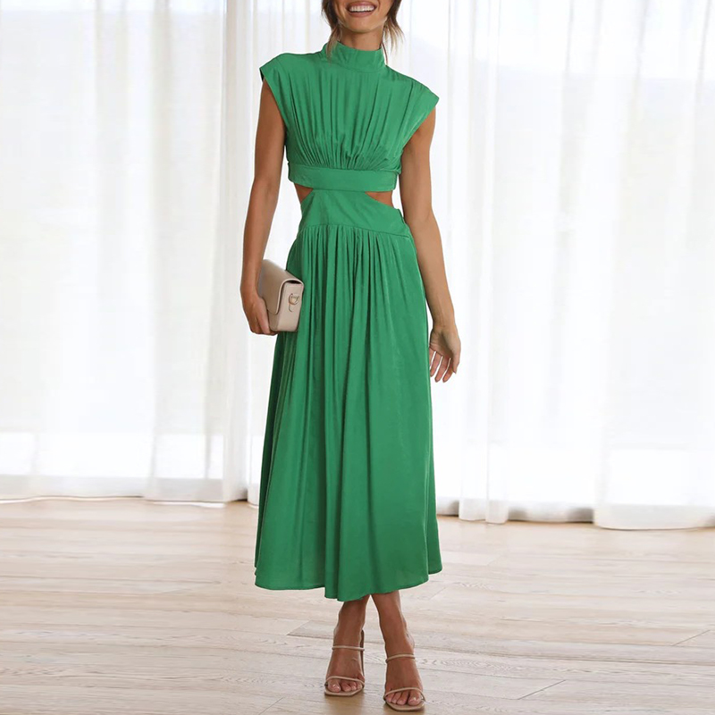 Variant image for Dames Zomerjurk Groen Elegant Katoen Mouwloos Ademend-1