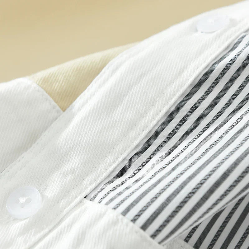 Heren Overhemd Patchwork Casual Katoen Comfortabele Pasvorm 4