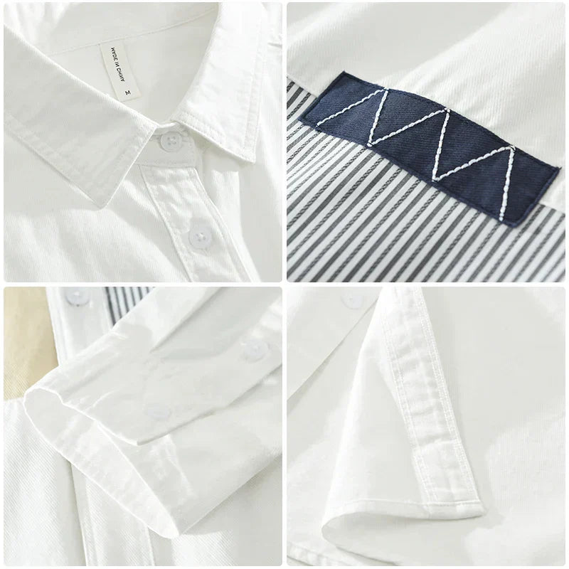 Heren Overhemd Patchwork Casual Katoen Comfortabele Pasvorm 5