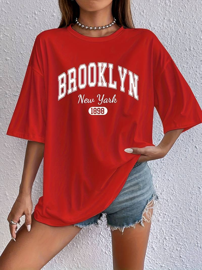 Variant image for Dames T-shirt Casual Brooklyn Print Hoogwaardig Katoen-17