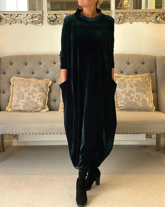 Dames Jurk Elegante Winterstijl Warme Stof-1
