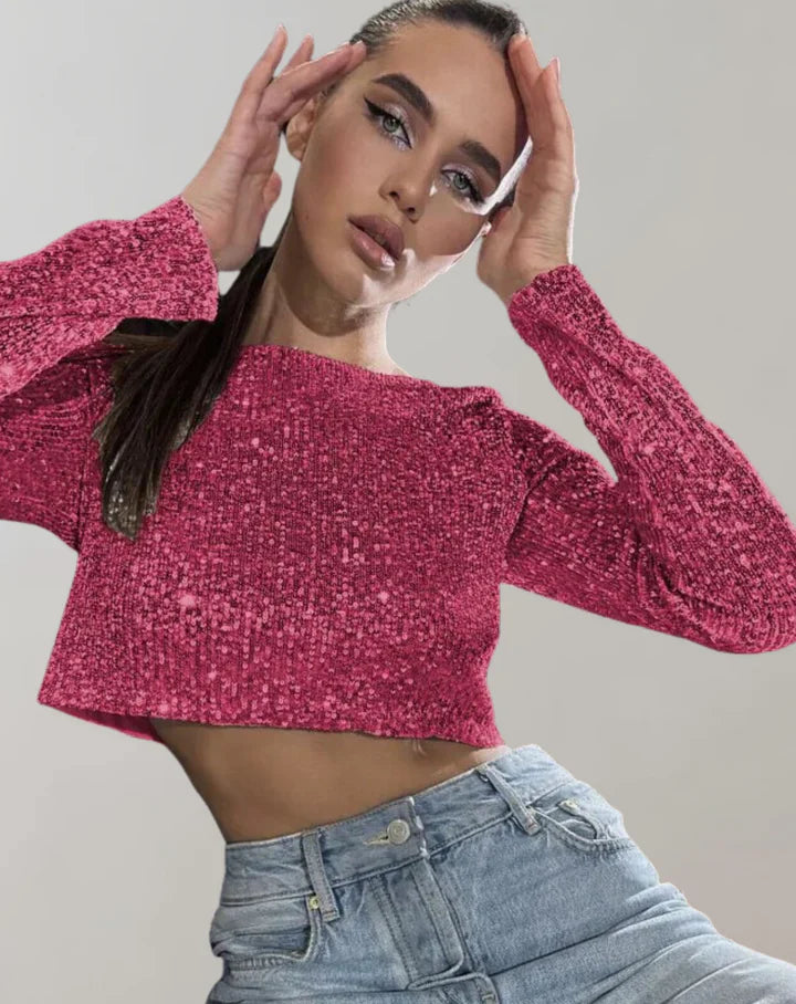 Dames Crop Top Sprankelend Stijlvol Hoogwaardige Stof-2