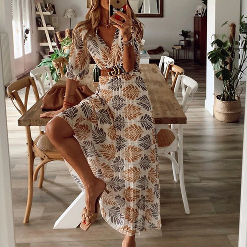 Dames Maxi Jurk Elegante Ademend Polyester Zomer-1
