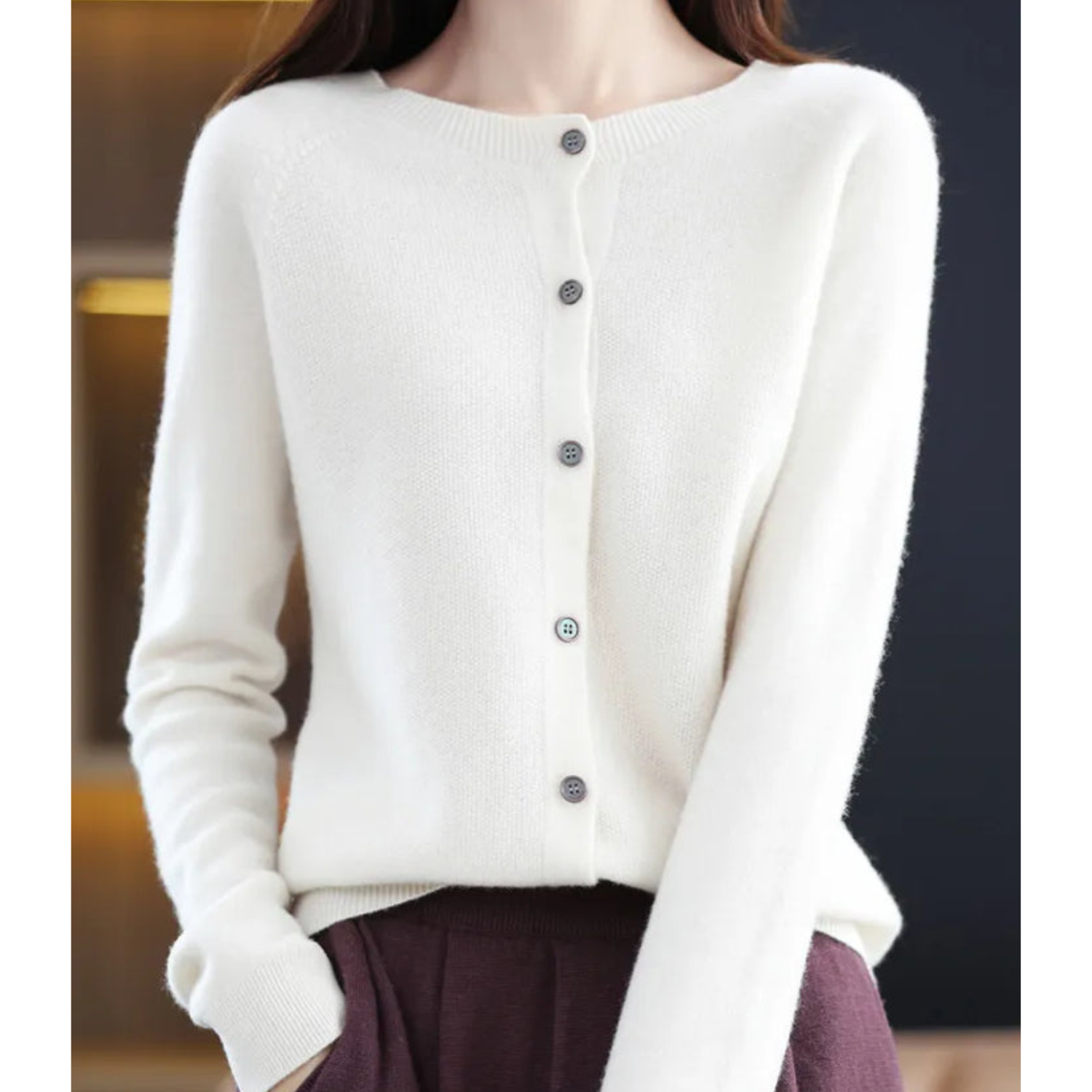 Dames Trui O-Hals 100% Wol Cardigan voor Winterse Look 3