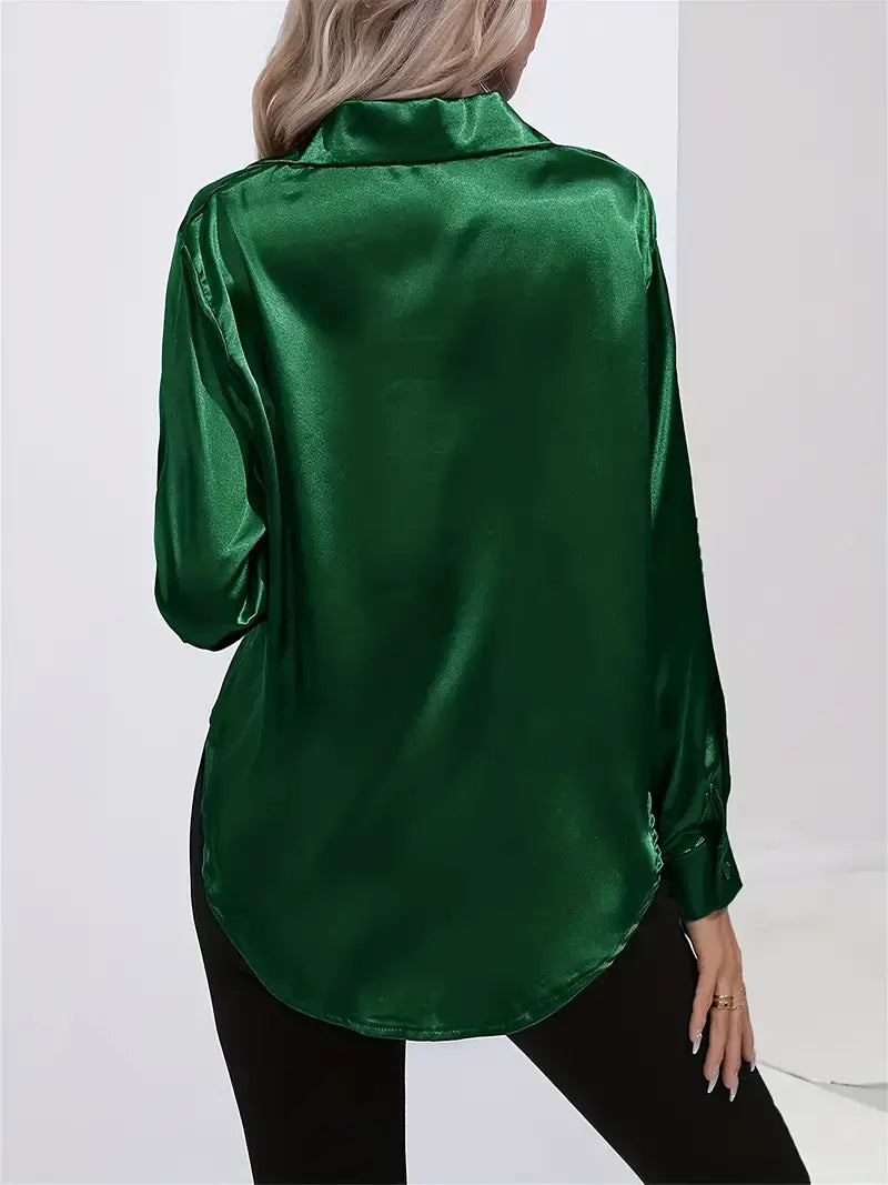 Dames Shirt Lange Mouwen Knoopbalk Katoenmix-5