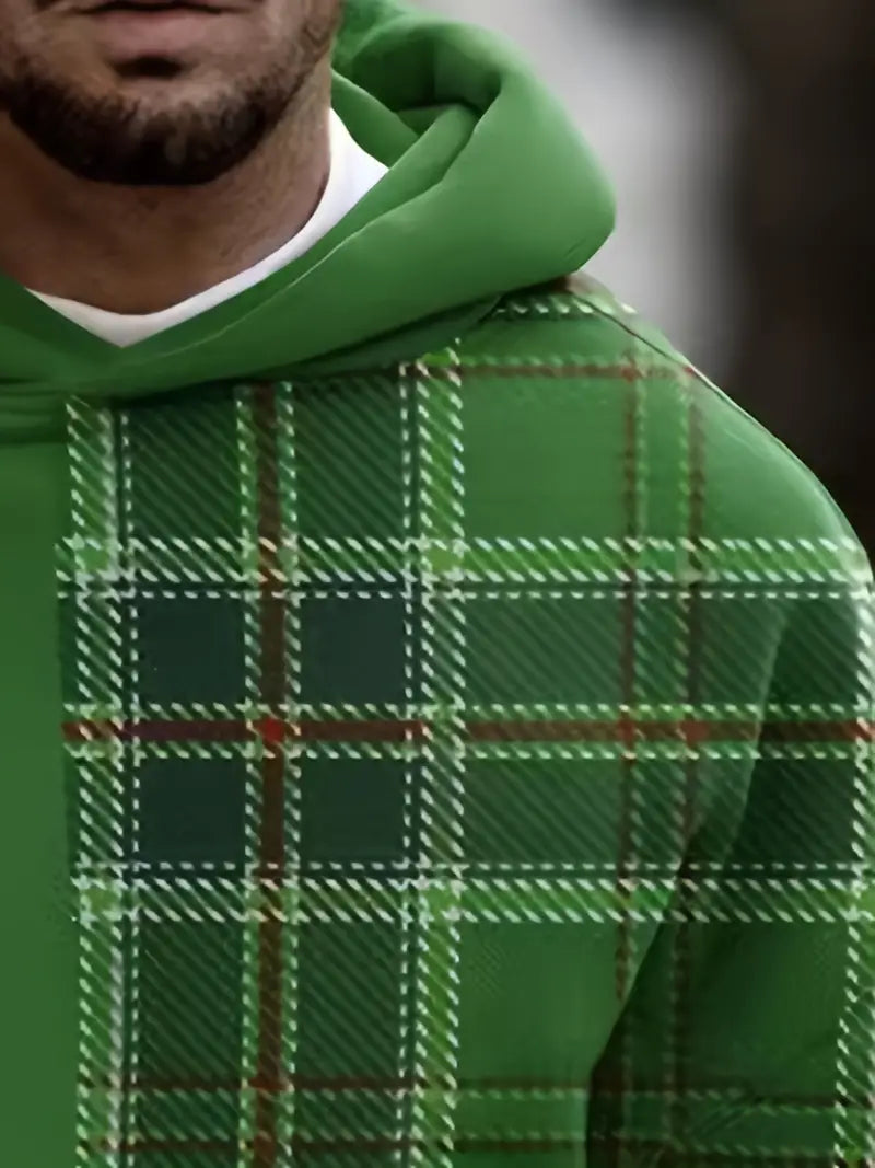 Mannen Hoodie Geruit Casual Katoenmix-3